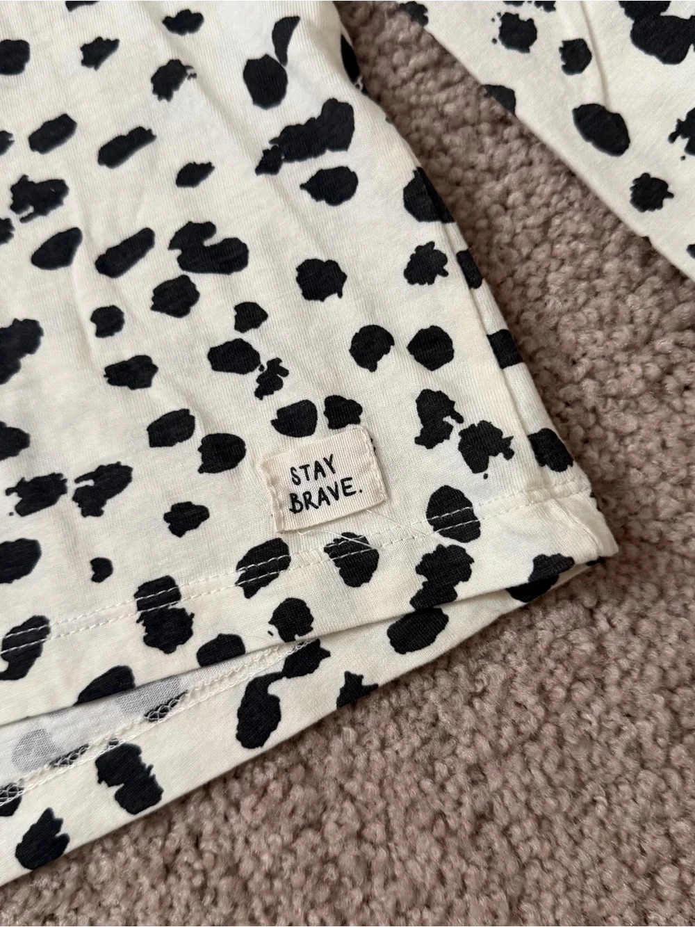 Zara Kids Cream and Black Spot Print Polkadot Cheetah Long-Sleeve Top 13-14